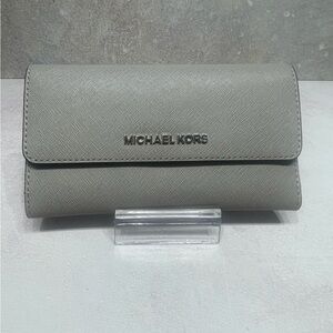 Michael Kors Trifold Leather Wallet Pearl Gray